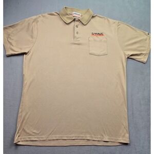 U-HAUL Employee Mens XL Textured Polo With Pocket Tan Khaki UHAUL U Haul Rental